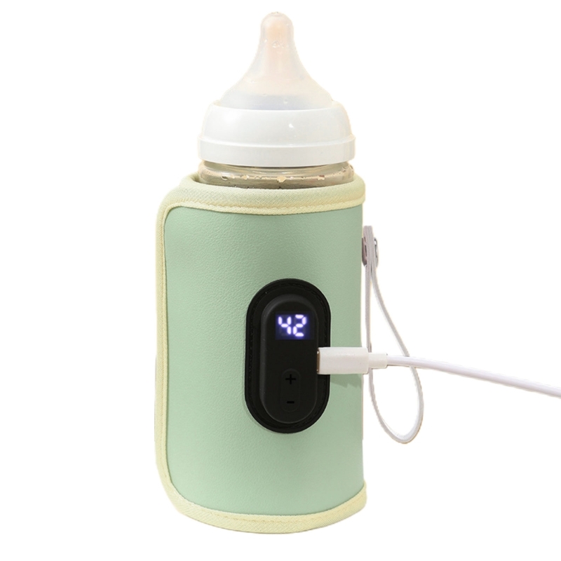 Color: Green - Nursing Bottle Heater USB Charging Heating Sleeve Milk Warmer 20 Temperature