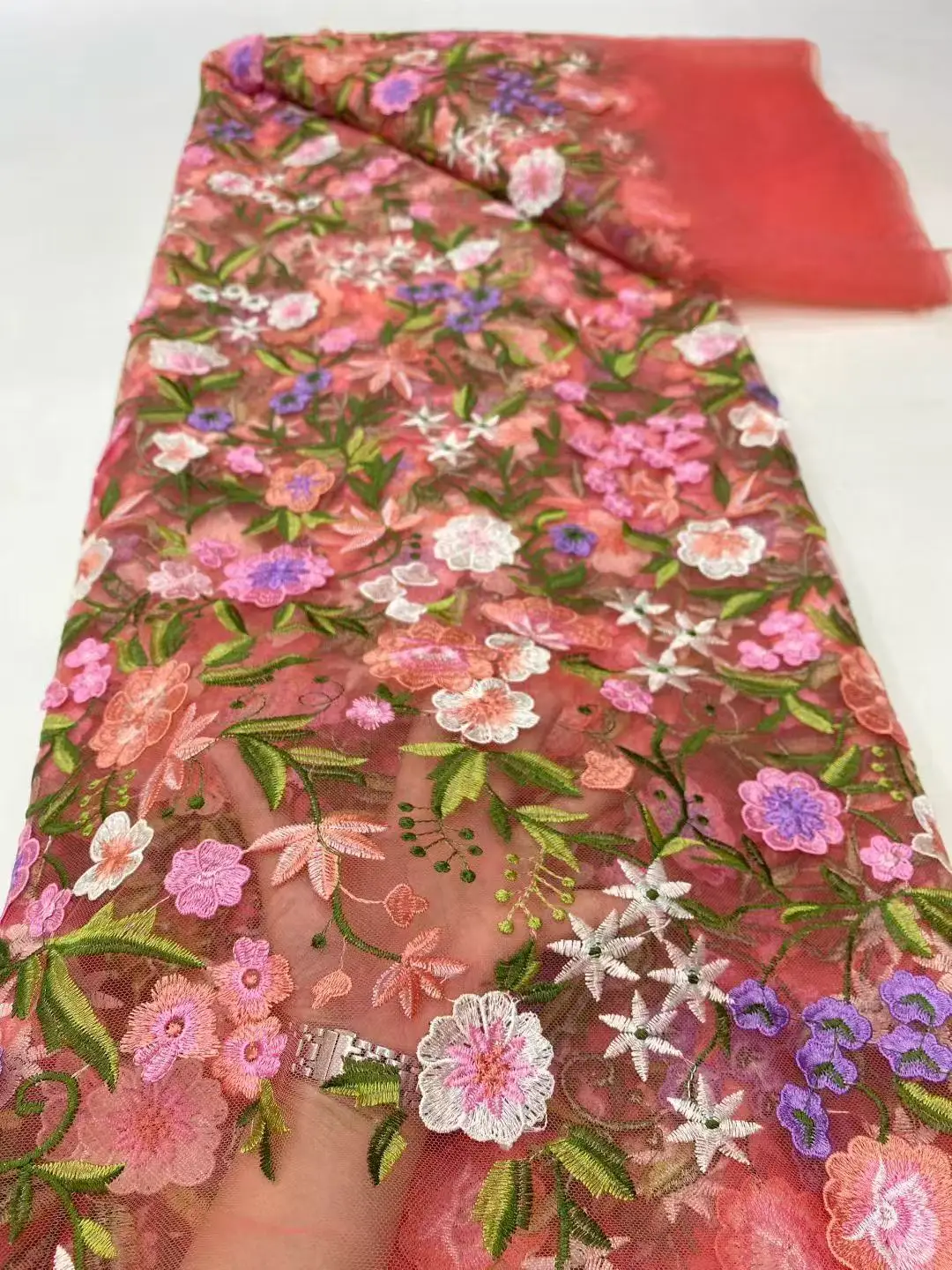 Color: Chocolate, Width: 120cm, Length: 5 yards - Purple 3D Flowers French Latest Nigerian Lace Fabrics 2025 High Quality Net African Lace with Beads for Wedding Party 2025