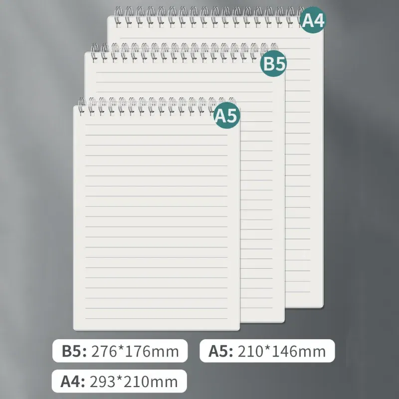 Color: WHITE, Size: A5 - A4 A5 B5 Spiral book coil Notebook To-Do Lined DOT Blank Grid Paper Journal Diary Sketchbook For School Supplies Stationery