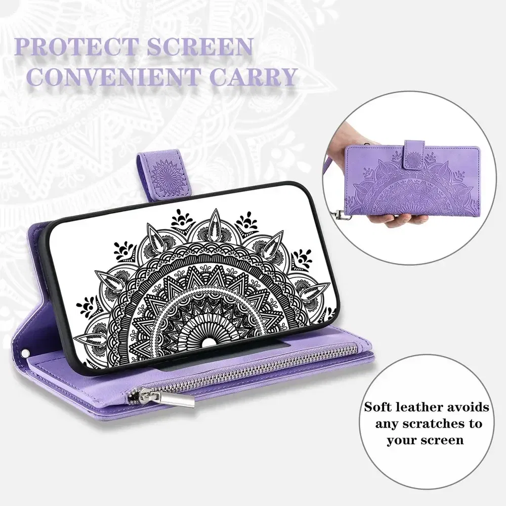 Color: PURPLE, Material: Silicon - For OPPO A38 A58 A57 A 78 38 4G 5G Book Case Crossbody Lanyard Zipper Wallet Funda OPPO A78 Case Phone A98 A 58 98 A18 A77 S A17