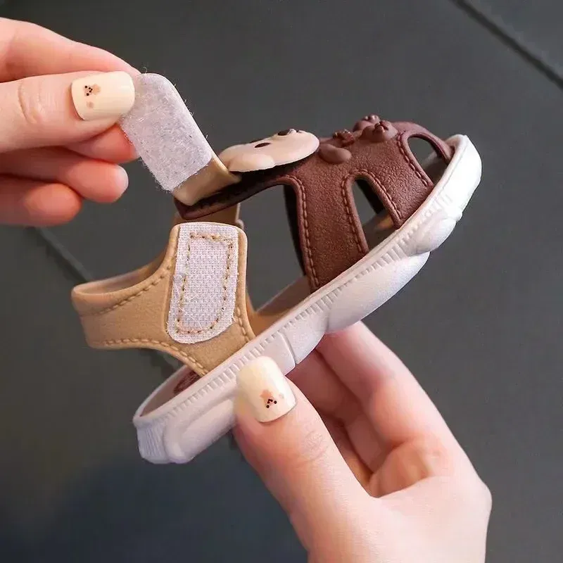Color: Beige, Shoe Size: 1.5 - 2023 Summer Baby Boys Girls Sandals Children Beach Sandals Cartoon Infant Toddler Shoes Comfortable Soft Sole Kids Student Shoes