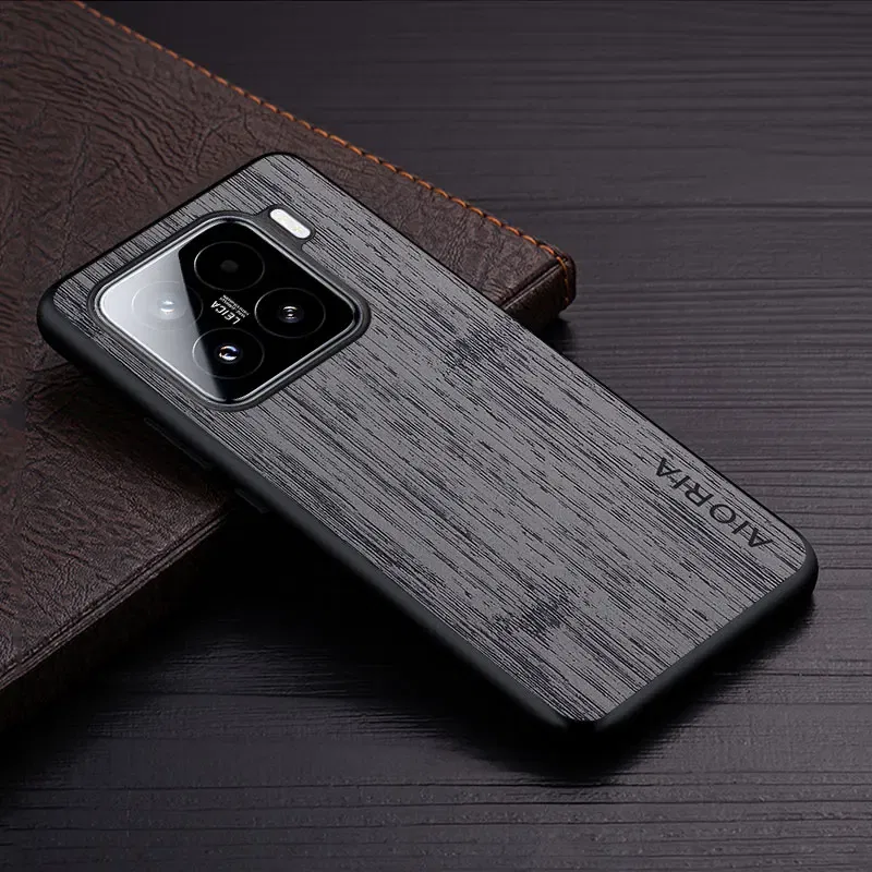Color: black, Compatibility by Model: xiaomi 15 - Case For Xiaomi 15 Ultra  Funda Bamboo Wood Pattern Leather Cover Luxury Capa For xiaomi 15 Ultra case Coque