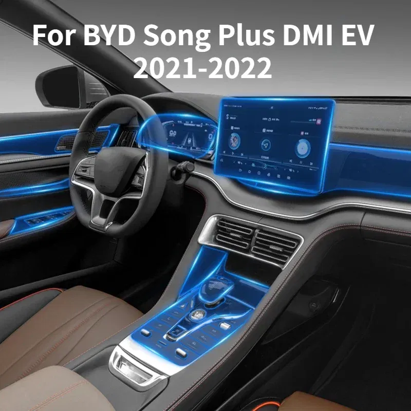 Color Name: Black - For BYD Song Plus DMI EV 2021-2022 Car Center Console Navigation Instrument Screen Transparent TPU Protective Film Car Interior