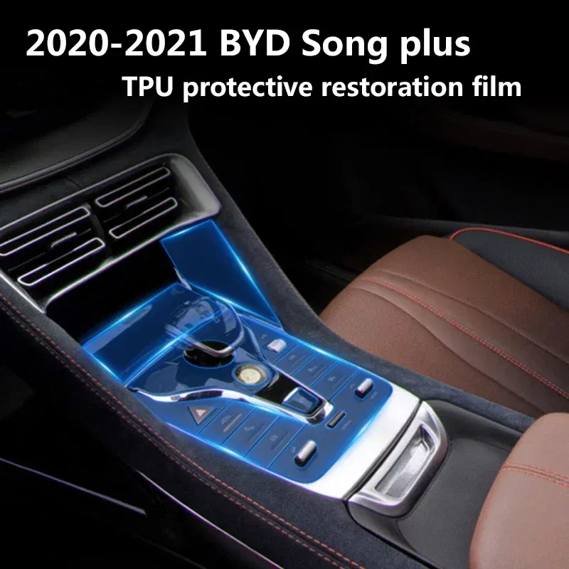 Color Name: Black - For BYD Song Plus DMI EV 2021-2022 Car Center Console Navigation Instrument Screen Transparent TPU Protective Film Car Interior