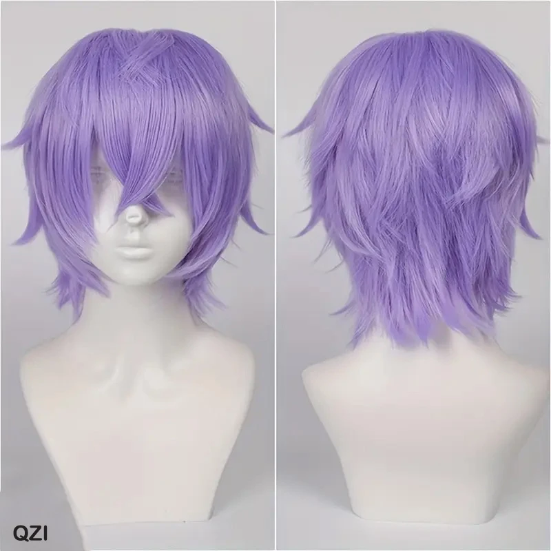Color: Blue, Stretched Length: 12inches - Unisex Short Bob Cosplay Wig with Bangs | Blonde Purple Gray Color | Halloween Party Lolita Costume Wig