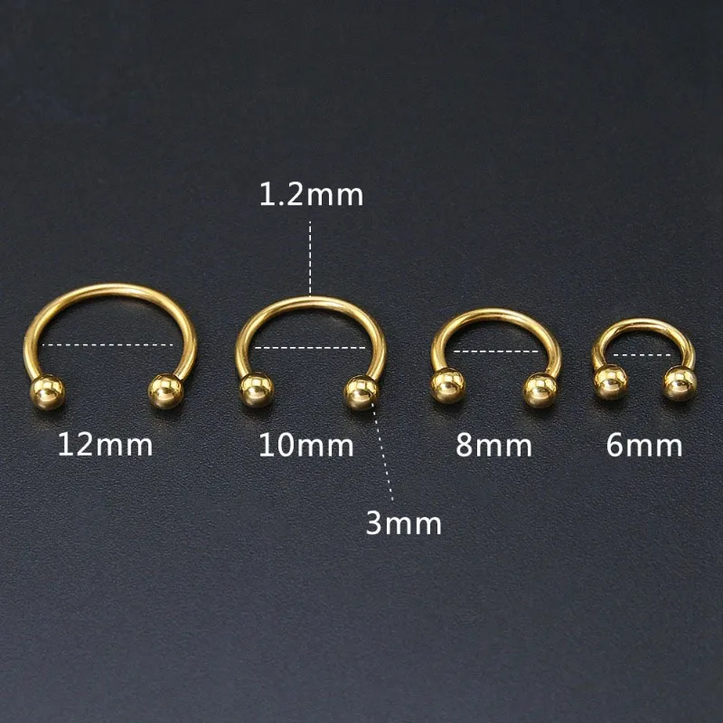 Metal color: Red, Main Stone Color: Red - 1pc Stainless Steel Nose Ring Hoops,16G Nose Piercings Cartilag Helix Ear Piercing for Women Men Septum Rings Piercing Jewelry