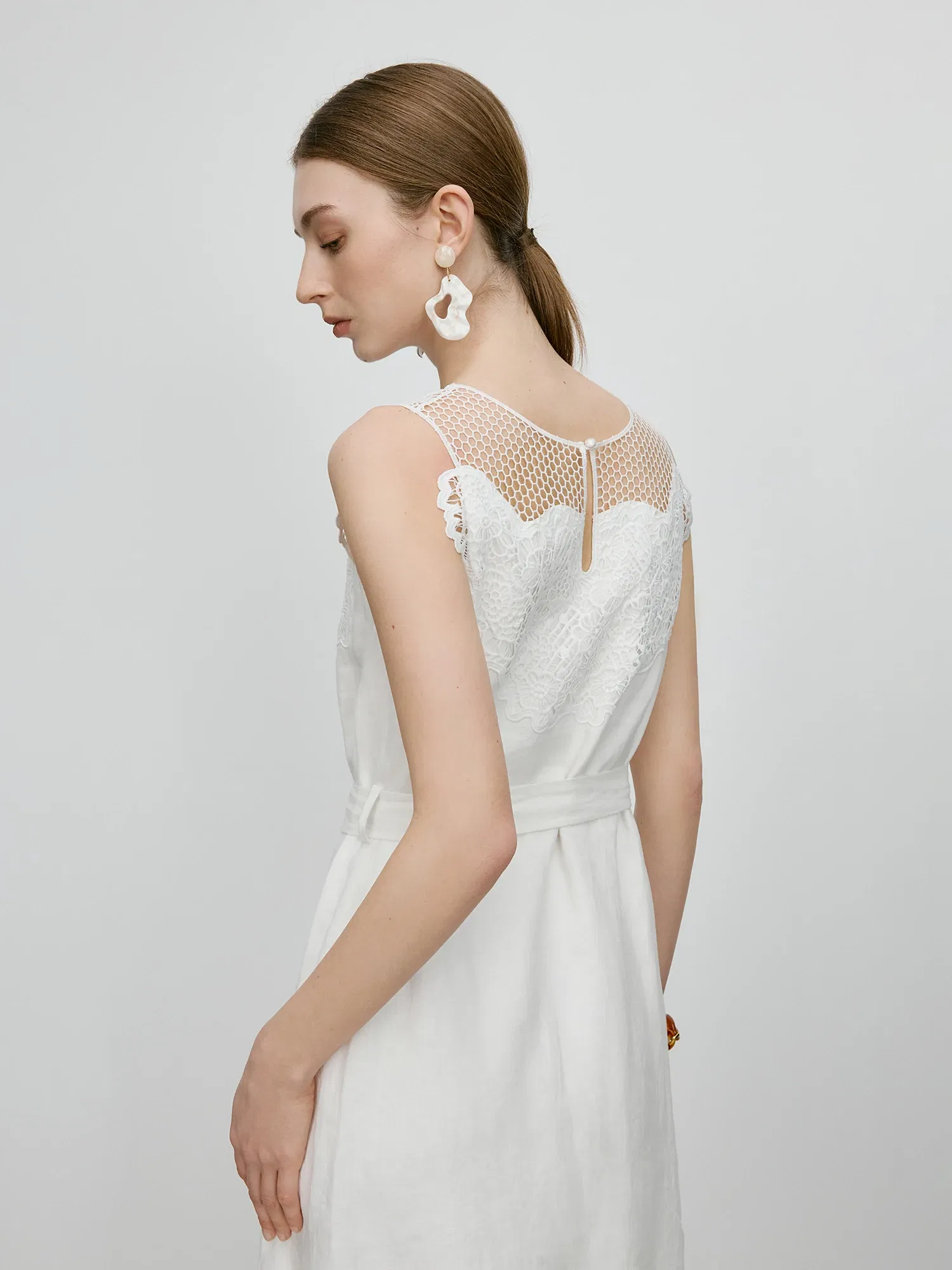 Color: WHITE, Size: S - FSLE【Premium Series?‘100% Linen Holiday Style Sleeveless White Long Dress Women Summer A-LINE Dress With Sashes 25FE12046