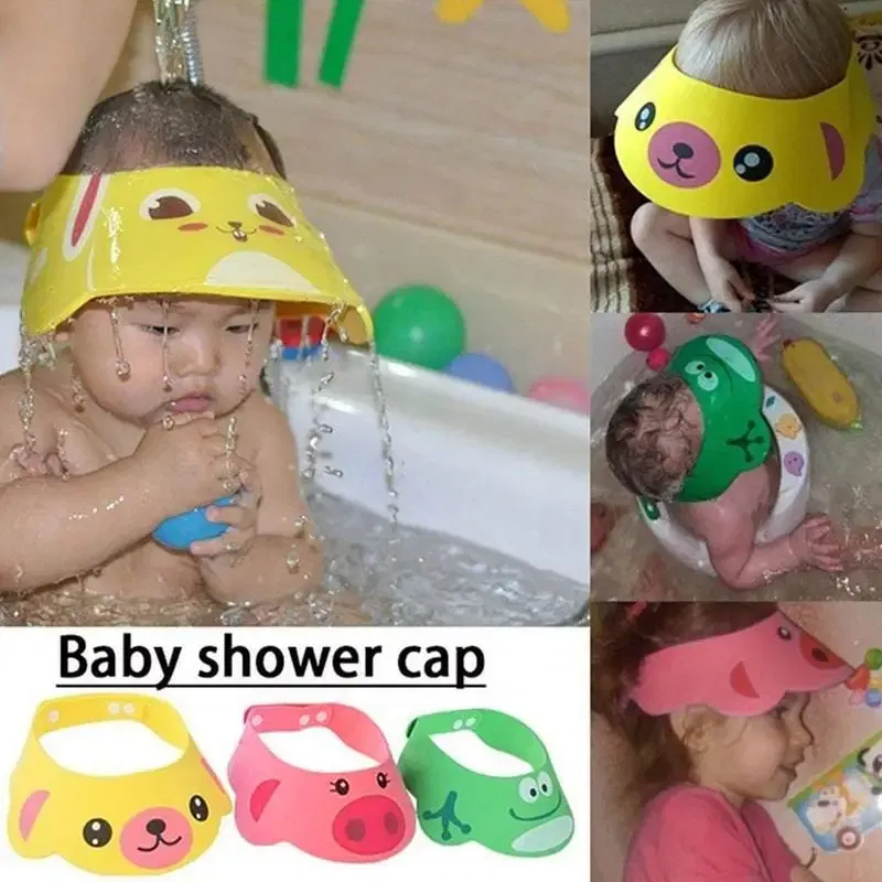 Color: green, Ships From: CHINA - Baby Shower Soft Cap Adjustable Hair Wash Hat For Kids Ear Protection Safe Children Shampoo Bathing Shower Protect Head Cover