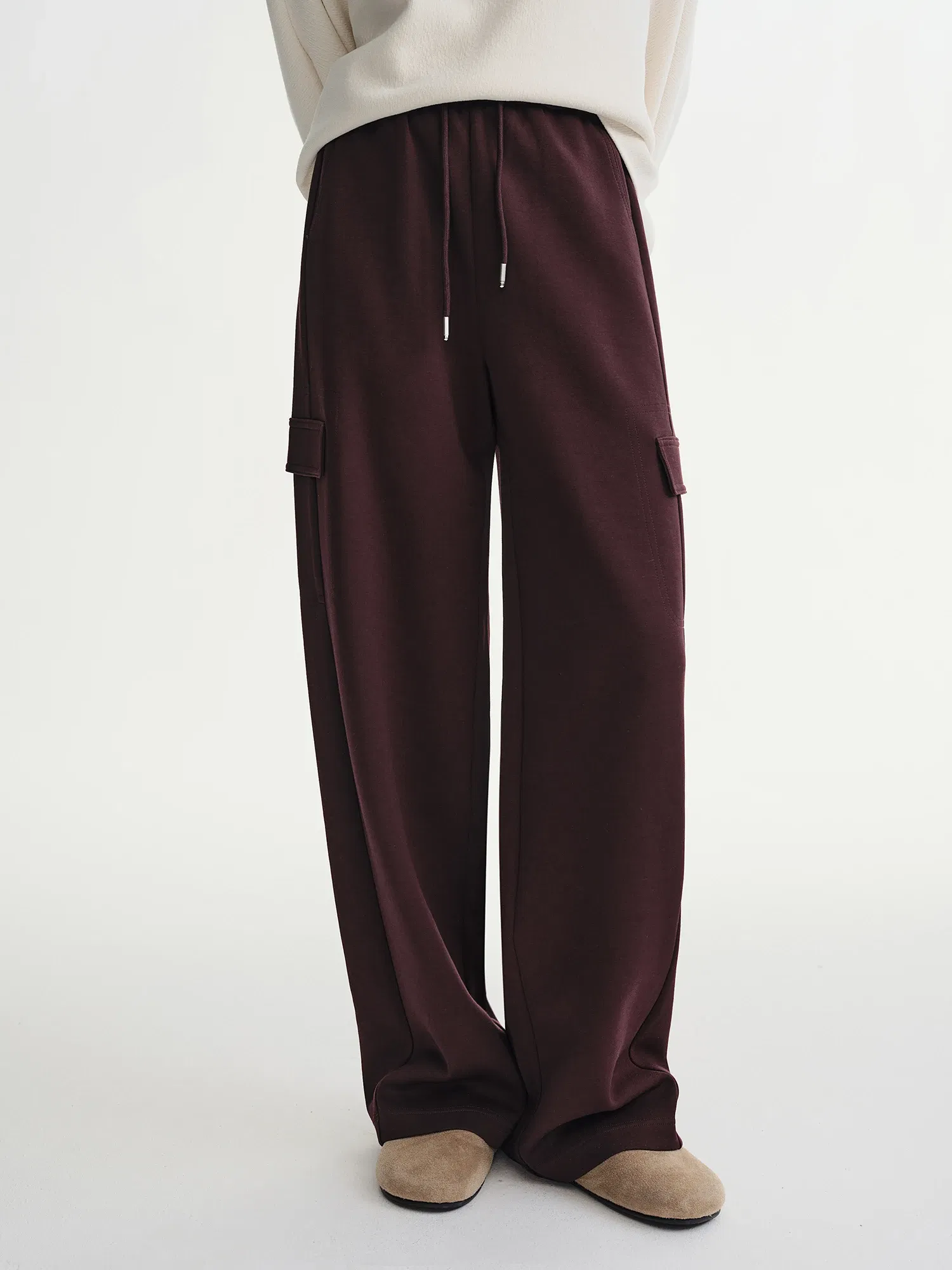 DUSHU Plus-size Women's Oversized Wide-leg Drawstring Cargo Pants Winter 2025 Collection Relaxed Rhythm Casualwear Winter New