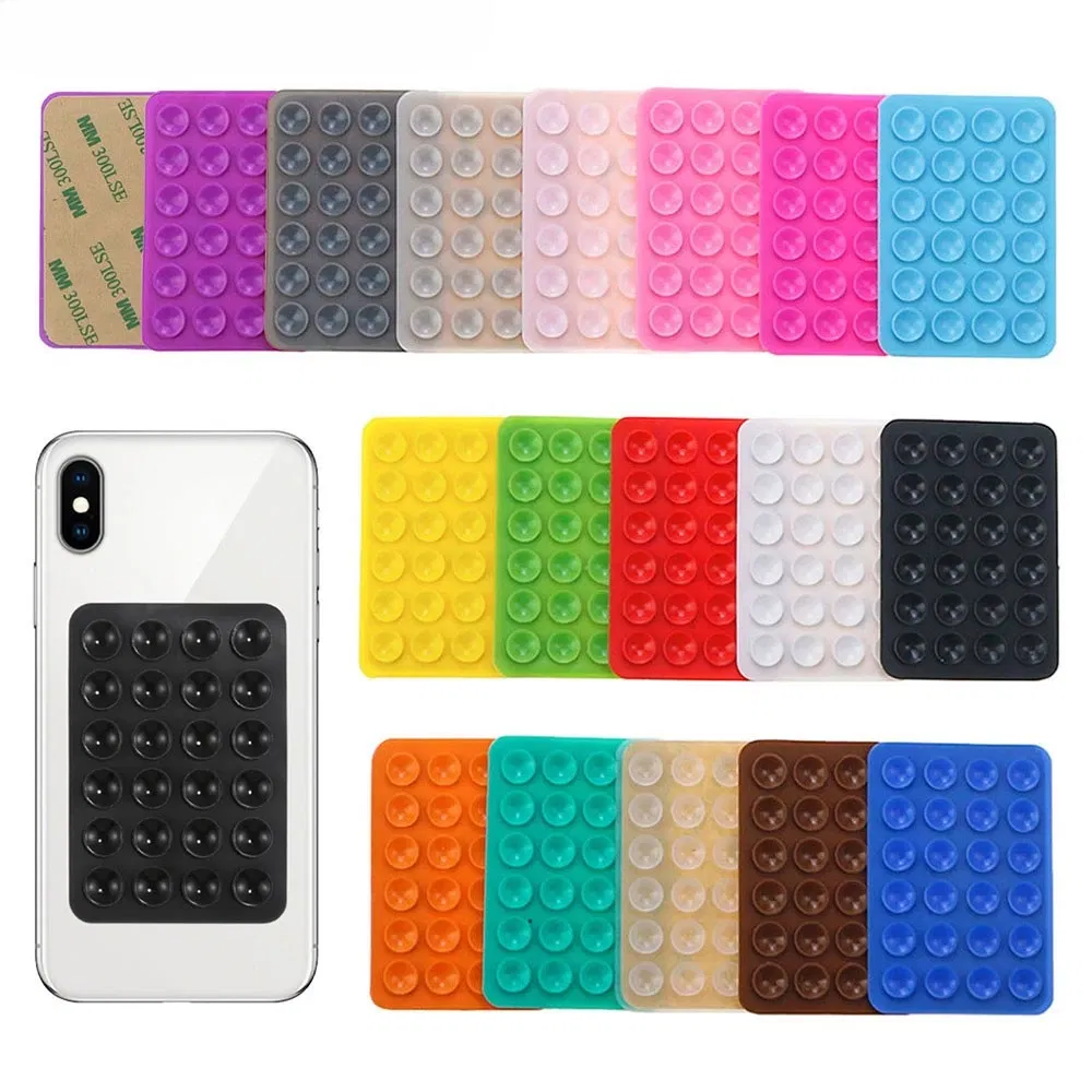 Color: plum - Silicone World Square Silicone Mobile Phone Fixing Suction Cup Car Mounted Bracket Phone Case Universal Anti Slip Suction Cup