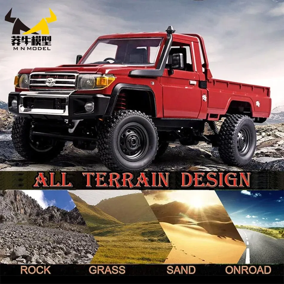 Color: Red - MN MODEL 1/12 4X4 Remote Control Diving Off-road Car Retro LC79 Truck Climbing All Terrain Vehicle Rock Crawler Toy for Adult