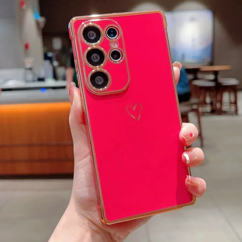 Color: Lavender, Compatible-Phone Models: For iPhone 11 Pro, Ships From: CHINA - Electroplating Love Heart Phone Case For Samsung Galaxy S25 S24 Ultra S23 S22 A13 A14 A52 A53 Protect Lens Shockproof Back Cover