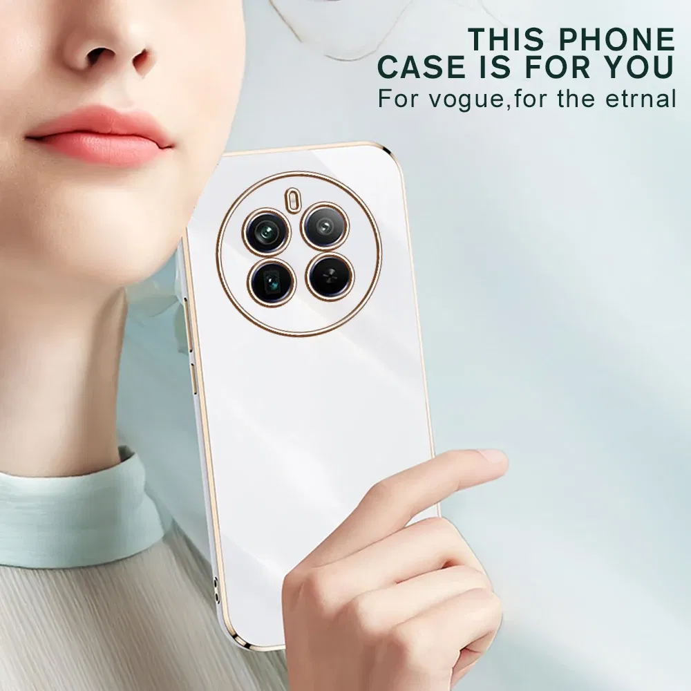 Material: ABS, Color: Green - Realmi 12 Pro Plus 5G Case New Straight Edge Electroplating TPU Soft Cover For Realme 12 Pro+ 5G Protect Lens  Shockproof Coque