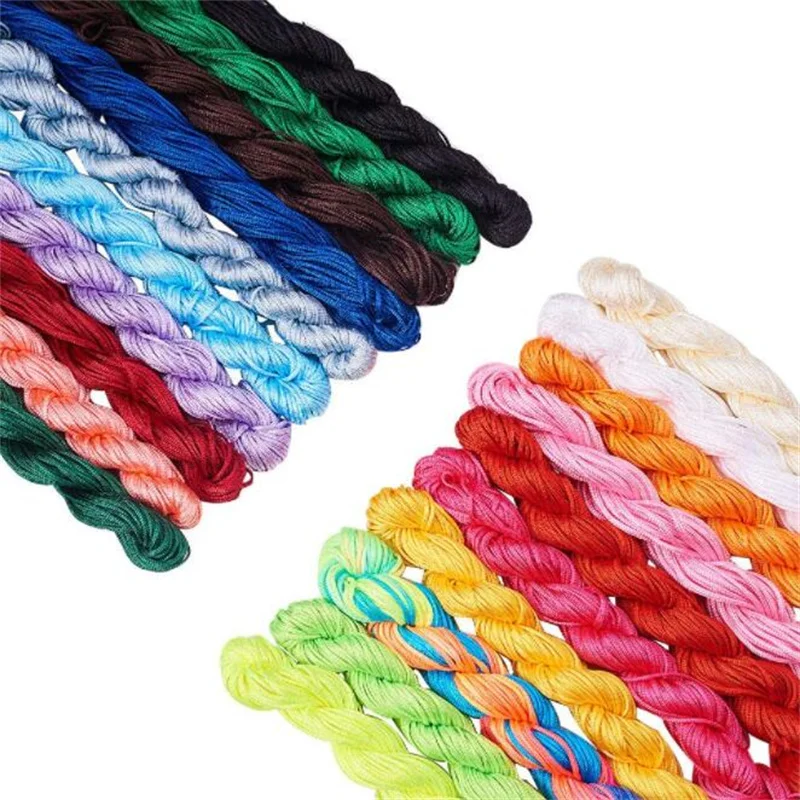 Color: Light Grey - 24m Polyester Braided Jade Thread For DIY Handmade Necklace Bracelet Trinket Pendant Braided Accessories Jewelry Making Finding