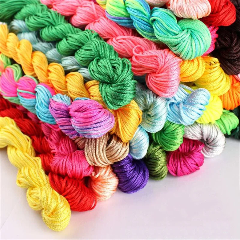 Color: Light Grey - 24m Polyester Braided Jade Thread For DIY Handmade Necklace Bracelet Trinket Pendant Braided Accessories Jewelry Making Finding