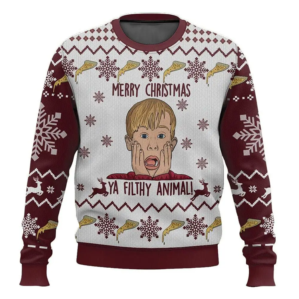 Color: Brown, Size: S - New Style Sweatshirt For Spending Christmas Alone At Home Ugly Christmas Pullover 2026 Fashionable Casual Couple Sweatshirts