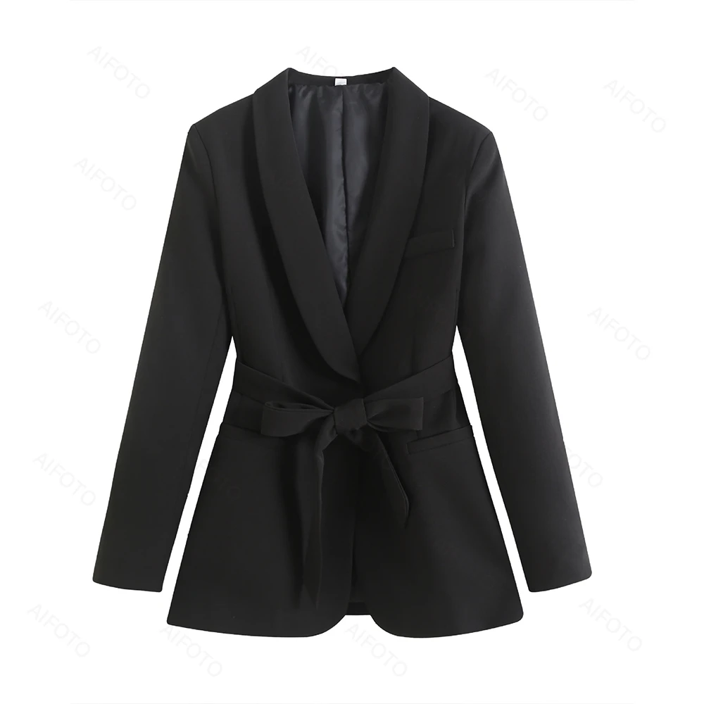 Color: WHITE, Maternity Size: M - Black Women's Suit Pregnancy Photoshoot Clothes Chic Outerwear Long Tassel Buckle Waist Belt Blazer Maternity Photography Outfit