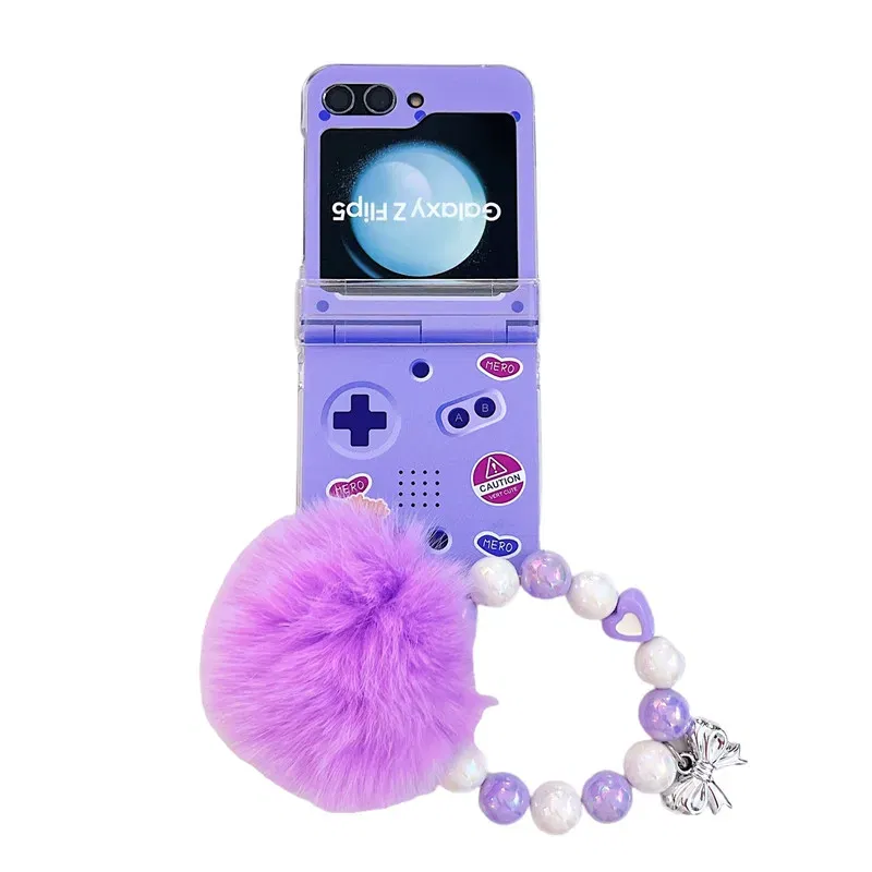 Color: Clear, Material: Nylon - Cute Bracelet Phone Cases For Samsung Galaxy Z Flip 3 4 5 6 7 FE Hard Plastic PC Plush Case For Samsung Z Flip5 ZFlip5