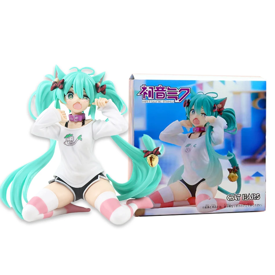 Color: WHITE - 12cm Desktop Cute Hatsune Miku Kwaii Style Anime Figure Toys PVC Model Collector Doll Birthday Gift