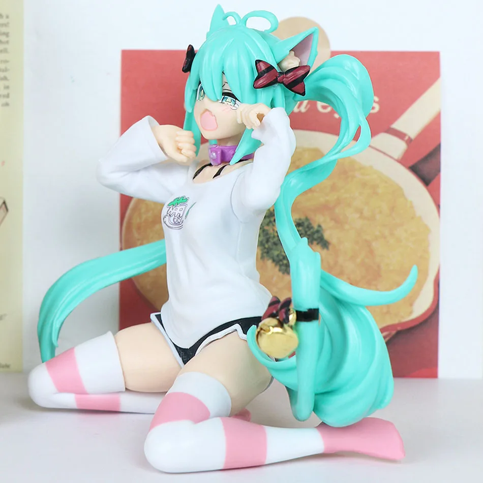 Color: WHITE - 12cm Desktop Cute Hatsune Miku Kwaii Style Anime Figure Toys PVC Model Collector Doll Birthday Gift
