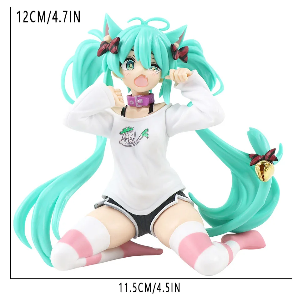 Color: WHITE - 12cm Desktop Cute Hatsune Miku Kwaii Style Anime Figure Toys PVC Model Collector Doll Birthday Gift