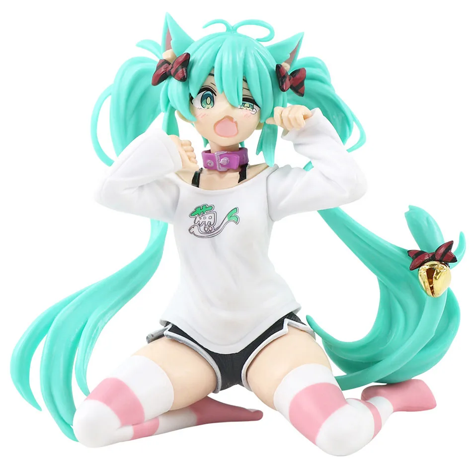 Color: WHITE - 12cm Desktop Cute Hatsune Miku Kwaii Style Anime Figure Toys PVC Model Collector Doll Birthday Gift