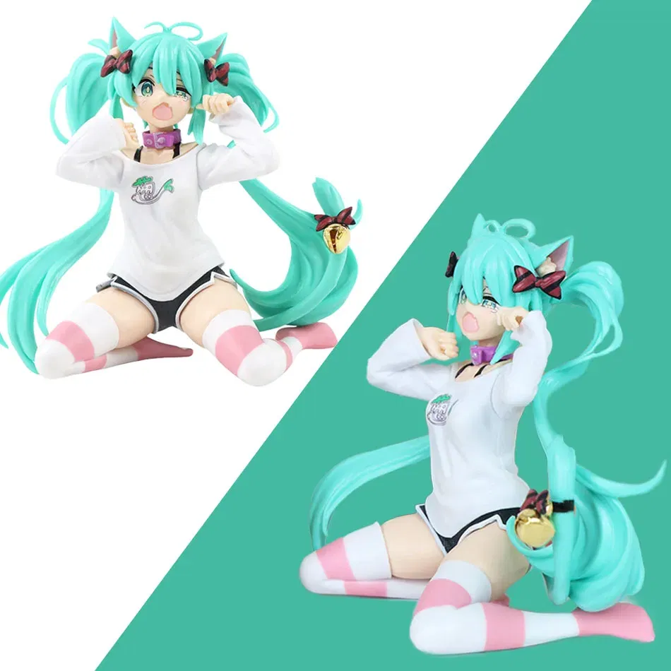 Color: WHITE - 12cm Desktop Cute Hatsune Miku Kwaii Style Anime Figure Toys PVC Model Collector Doll Birthday Gift