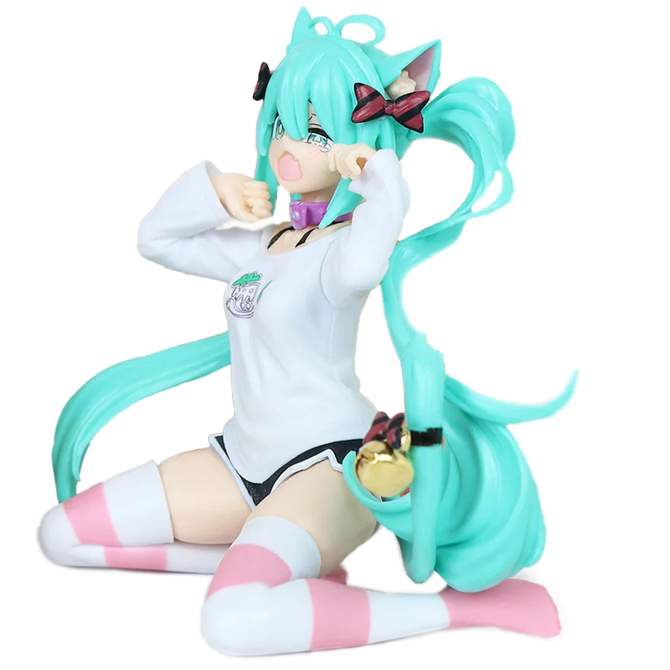 Color: WHITE - 12cm Desktop Cute Hatsune Miku Kwaii Style Anime Figure Toys PVC Model Collector Doll Birthday Gift