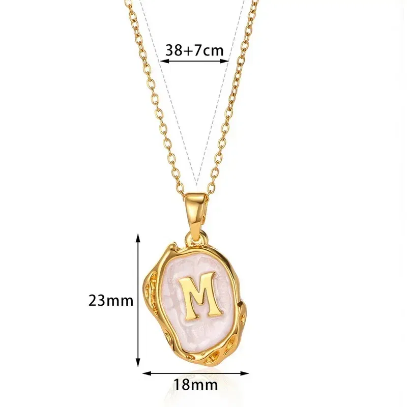 Metal Color: RED-BROWN, Length: 40cm - Y2K Stainless Steels Drip Oil 26 Letter Necklaces for Women Men Alphabet A-Z Initials Pendant Necklace Aesthetic Jewelry Gift