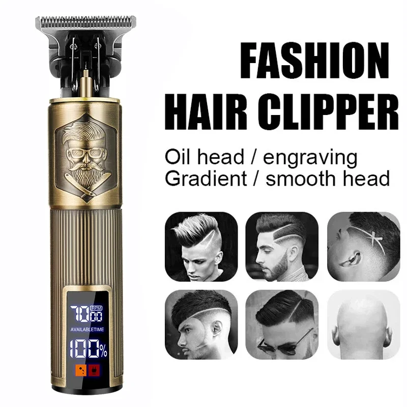 Color: Gold - T9 Electric Hair Cutting Machine Hair Clipper Beard Shaving Body Hair Trimmer Clippers Professional Barber Men Trimmer Shaver