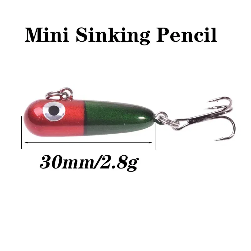 Color: Yellow - 1 Pc Sinking Pencil Fishing Lure 3cm 2.8g Miniature Jigs Wobblers Plastic Artificial Hard Bait for Bass Trout Fishing Tackle