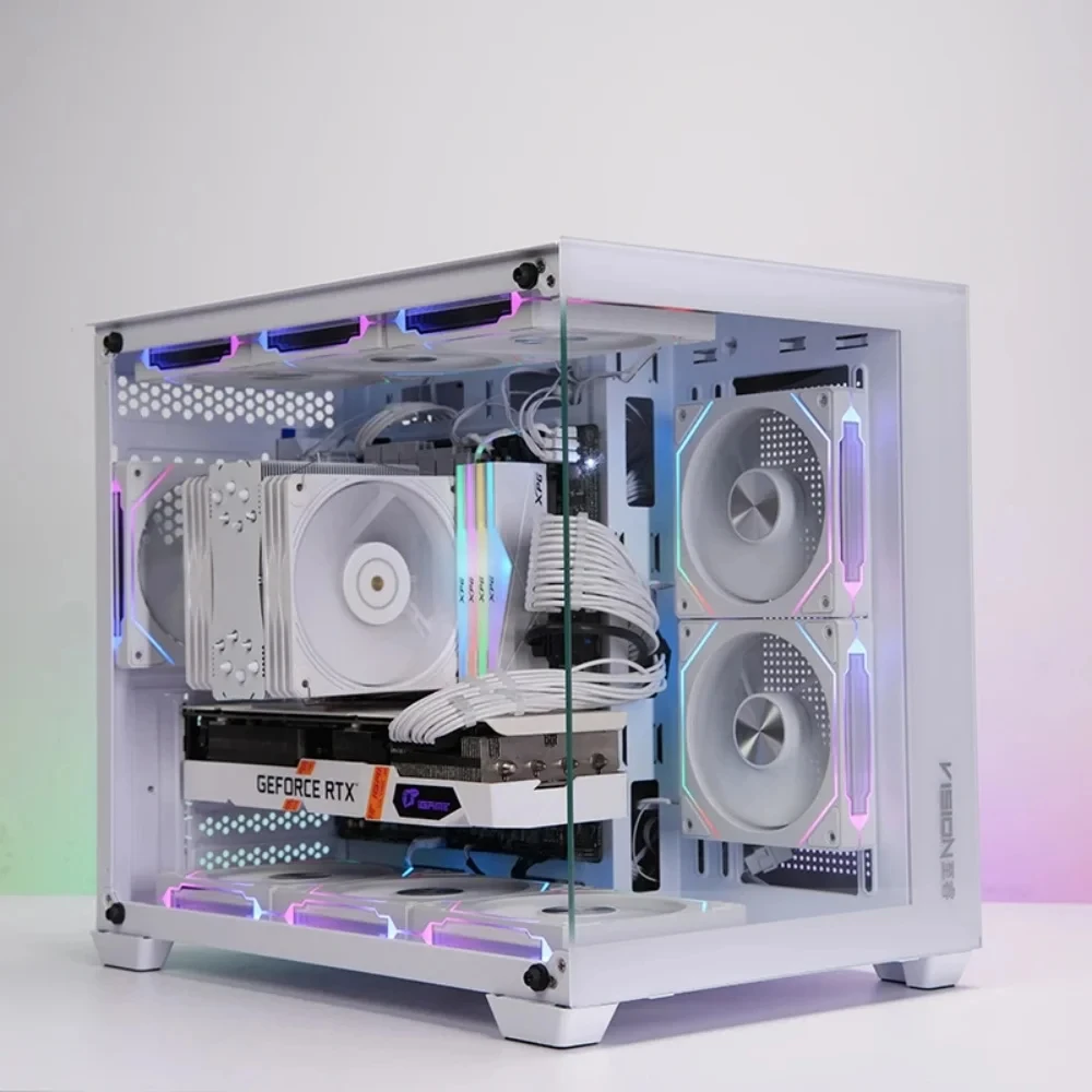 Color: GOLD, Blade Color: Other, RGB Support: A-RGB - Prism 4RS ARGB CPU Case Fan 120mm Infinity Mirror Design 5V 3PIN Motherboard Lighting Sync 4PIN PWM 800-1800RPM Case Cooler Fan