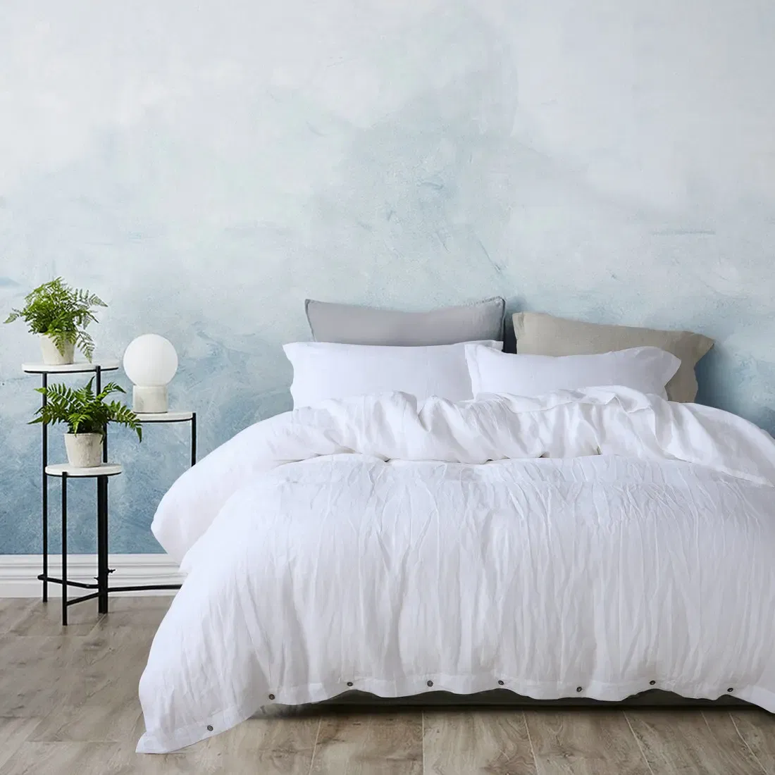Color: WHITE, Size: 250X230cm - 100% French Linen Natural Duvet Cover Soft Comfortable Quilt Comforter Cover Queen Durable Healthy Home Textiles Bedding