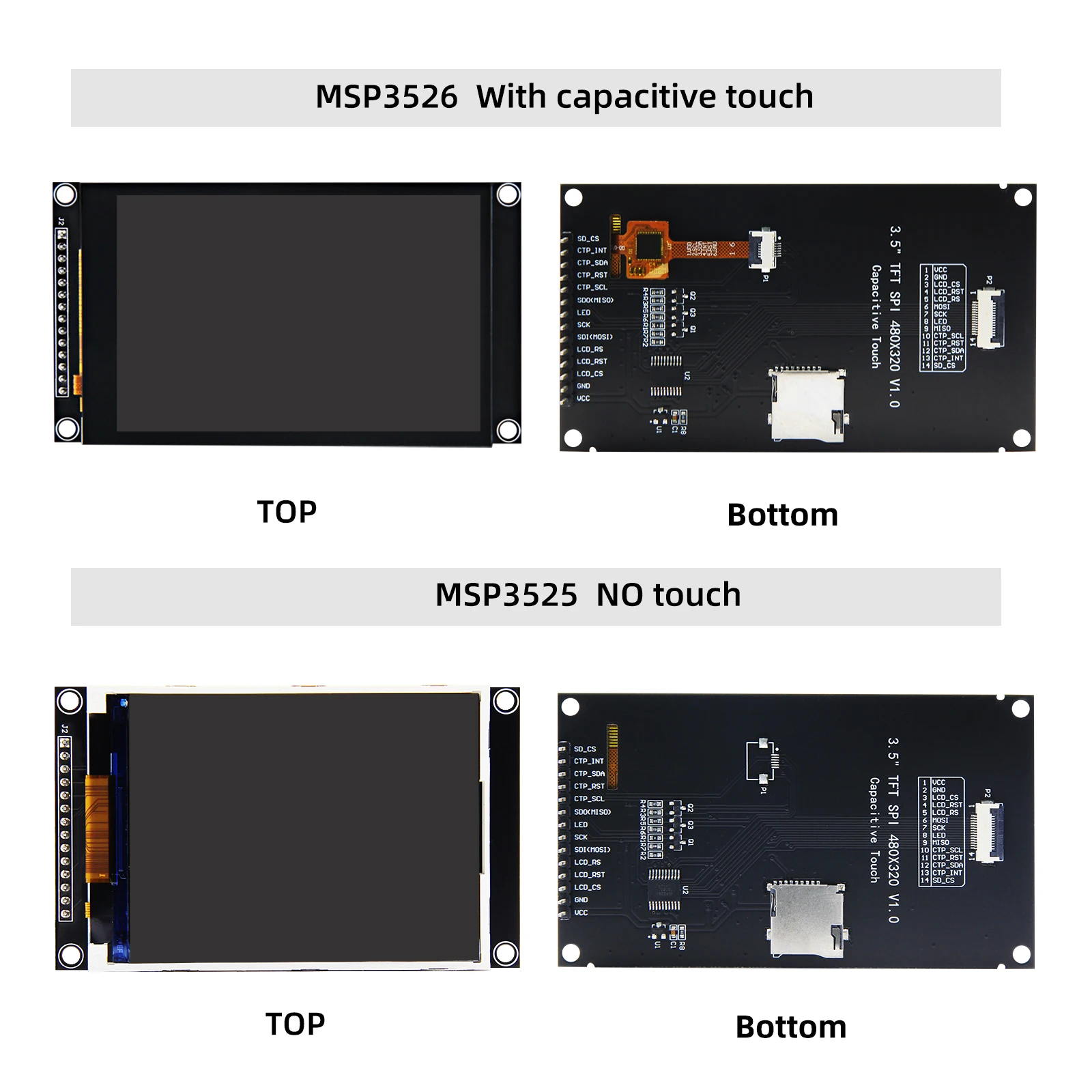 Color: black - 3.5 inch SPI TFT LCD Screen Colorful IPS capacitive Touch Display Module ST7796 320*480  IPS For Esp32&arduino