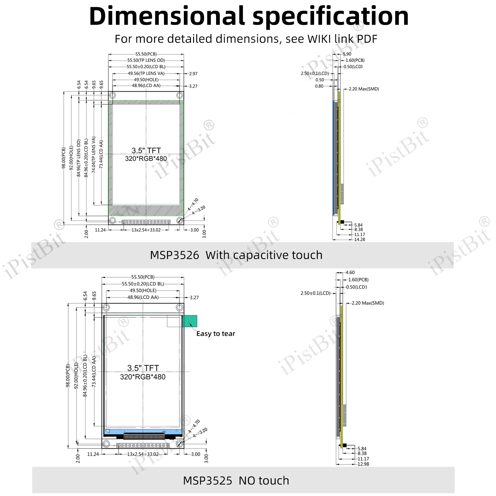 Color: black - 3.5 inch SPI TFT LCD Screen Colorful IPS capacitive Touch Display Module ST7796 320*480  IPS For Esp32&arduino