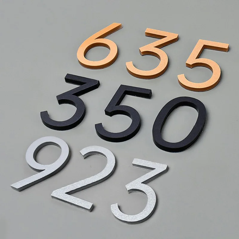 Color: Light Grey, Size: 40x30cm - Self Adhesive Address Plaque Mailbox Sign House Address Acrylic Door 3d Number Sticker Plate Number