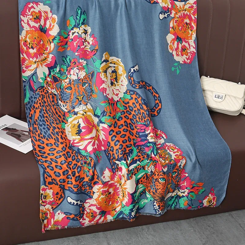 Color: Beige - Design Print Beach Stoles Scarf for Women Luxury Cotton Linen Shawl Wrap Femal Headscarf Bandana Autumn Pashimina Bufanda Poncho