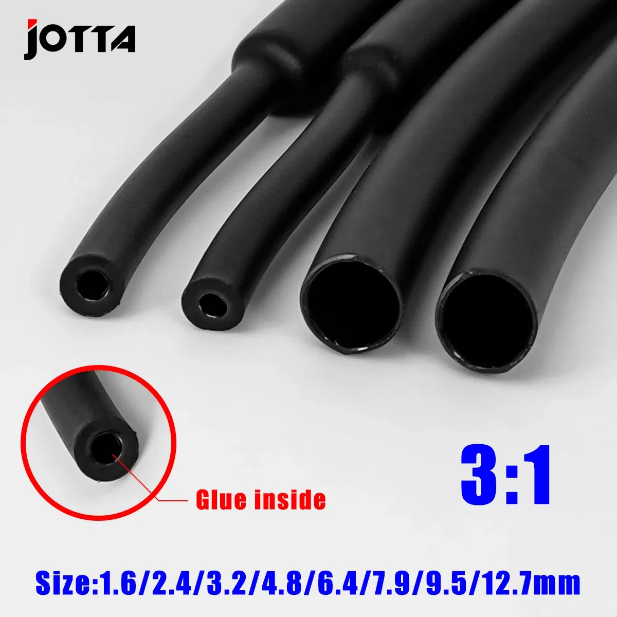 Length: 1m, Inside Diameter: 1.6mm - 1M 3:1 Heat Shrink Tube Thicken With Glue Dual Wall Tubing Diameter 1.6/2.4/3.2/4.8/6.4/7.9/9.5/12.7mm