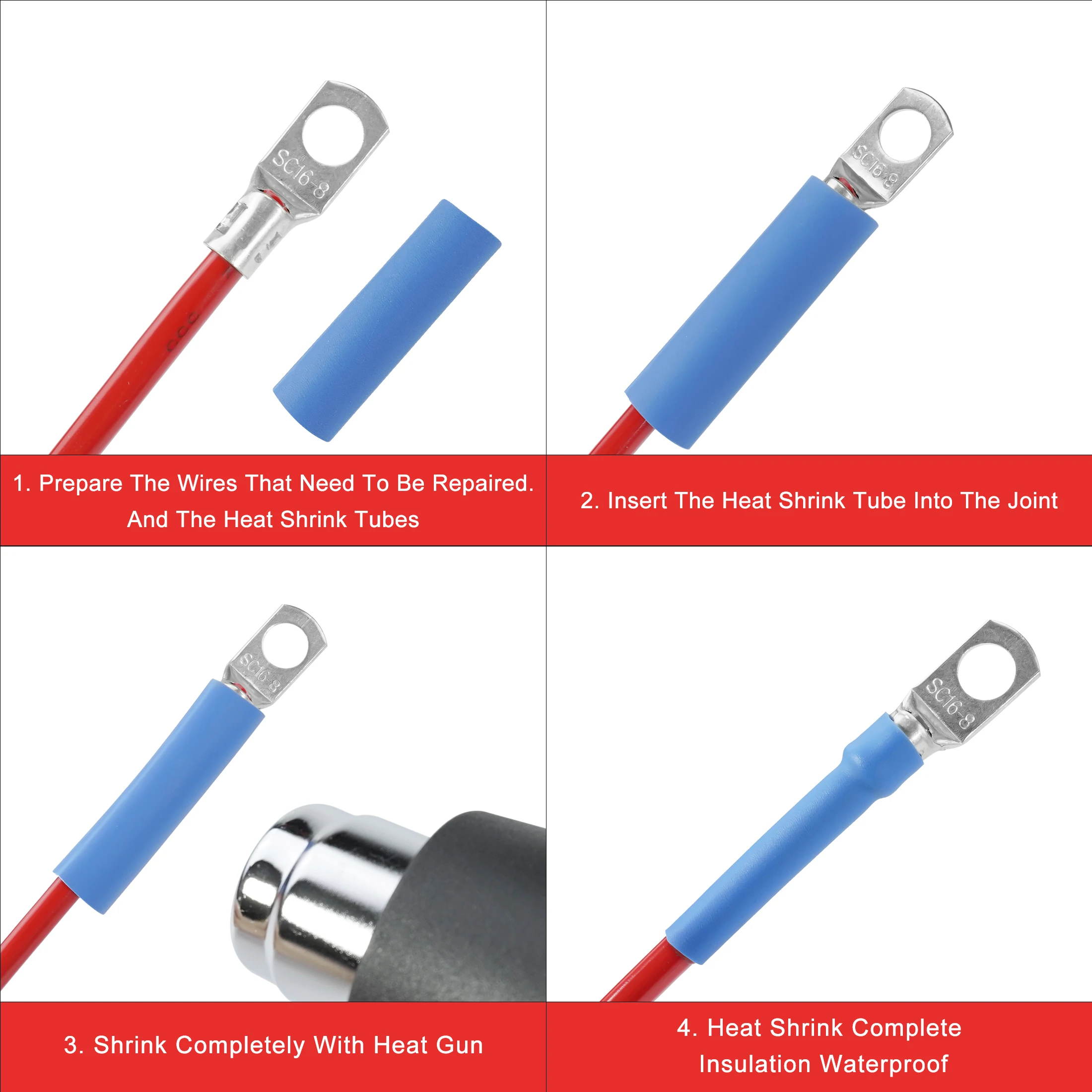 Length: 1m, Inside Diameter: 1.6mm - 1M 3:1 Heat Shrink Tube Thicken With Glue Dual Wall Tubing Diameter 1.6/2.4/3.2/4.8/6.4/7.9/9.5/12.7mm