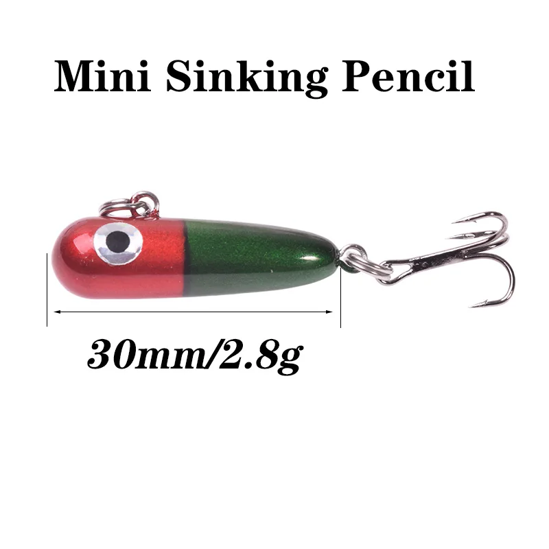 Color: Red, Size: 40mm - New 1Pcs Sinking Pencil Fishing Lure 3cm 2.8g Saltwater Minnow Heavy Stick Wobbler Artificial Hard Bait Bass Trout Pesca Tackle