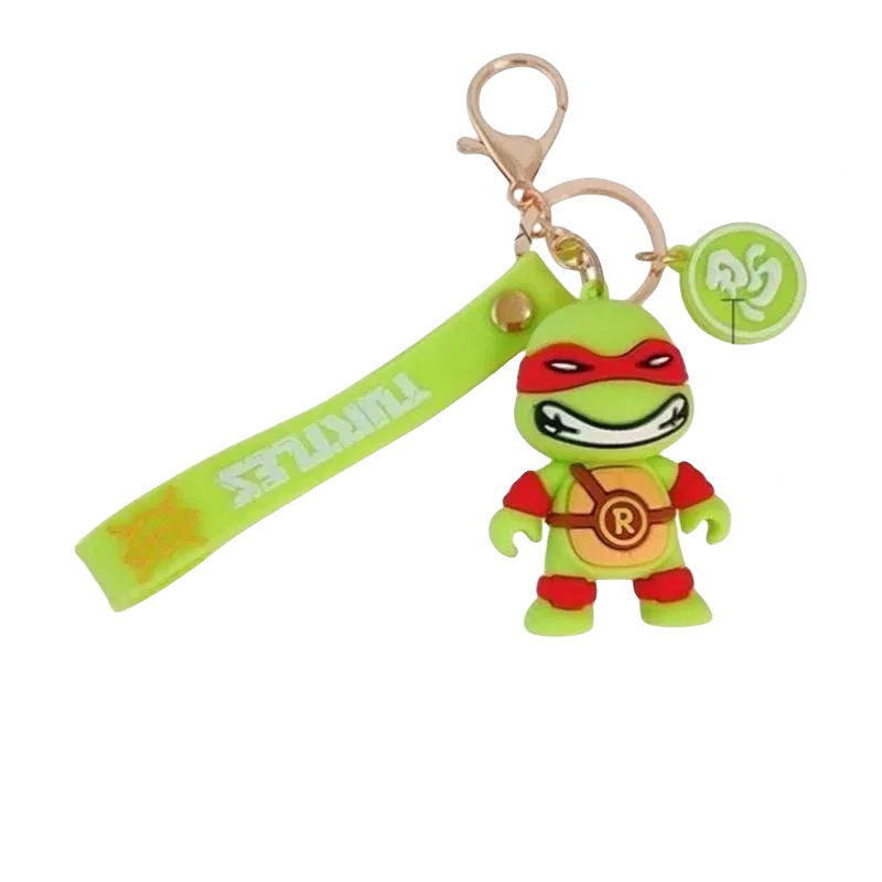 Color: WHITE, Size: 12cm - Ninja Turtles Keychain Schoolbag Cartoon Pendant  Anime Key Chain Keyrings Car Key Ring Accessories Kids Adults Birthday Gifts