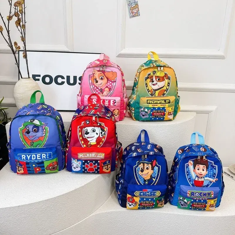 Color: Blue - PAW Patrol Original Backpack Skye Chase Schoolbag Anime Figure Boys Girls Puppy Patrol Doll Cute Cartoon for Children Toys Gifts