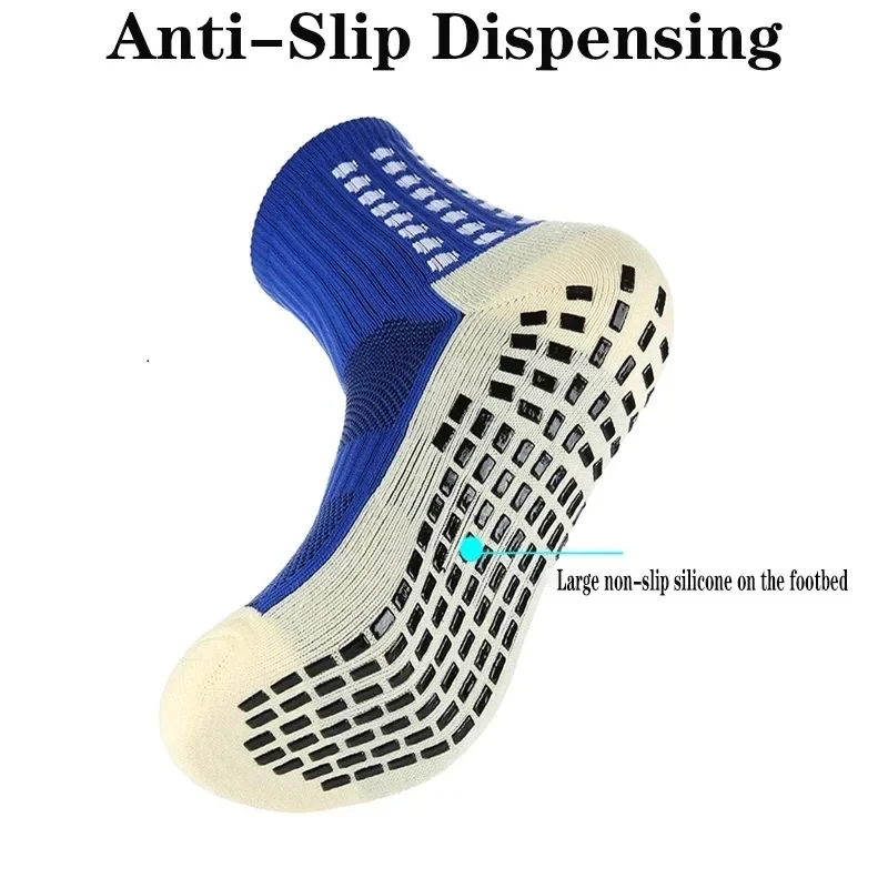 Color: WHITE - Anti-Slip Football Socks Men Women Sports Socks Breathable Silicone Bottom Soccer Outdoor Sport Running Cycling Grip Socks