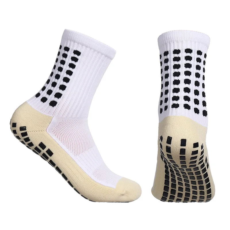 Color: WHITE - Anti-Slip Football Socks Men Women Sports Socks Breathable Silicone Bottom Soccer Outdoor Sport Running Cycling Grip Socks