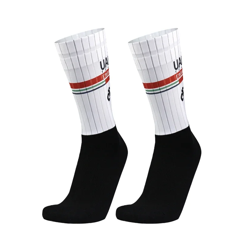 Color: Beige - Pro Bike Team Aero Socks Seamless Anti Slip Road Ride Socks Outdoor Racing Cycling Socks