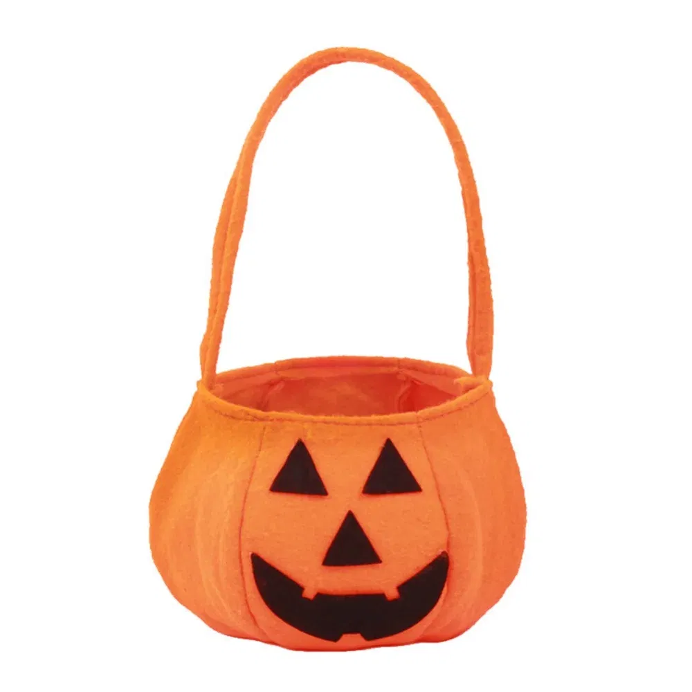 Ships From: CHINA - Cute Halloween Candy Bag Decorative Portable Handle Pumpkin Bag Kindergarten Candy Halloween Scene Arrangement Cloth Gift Bag