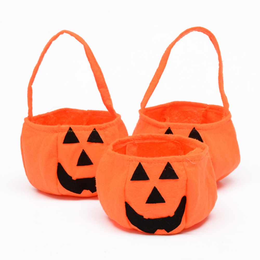 Ships From: CHINA - Cute Halloween Candy Bag Decorative Portable Handle Pumpkin Bag Kindergarten Candy Halloween Scene Arrangement Cloth Gift Bag