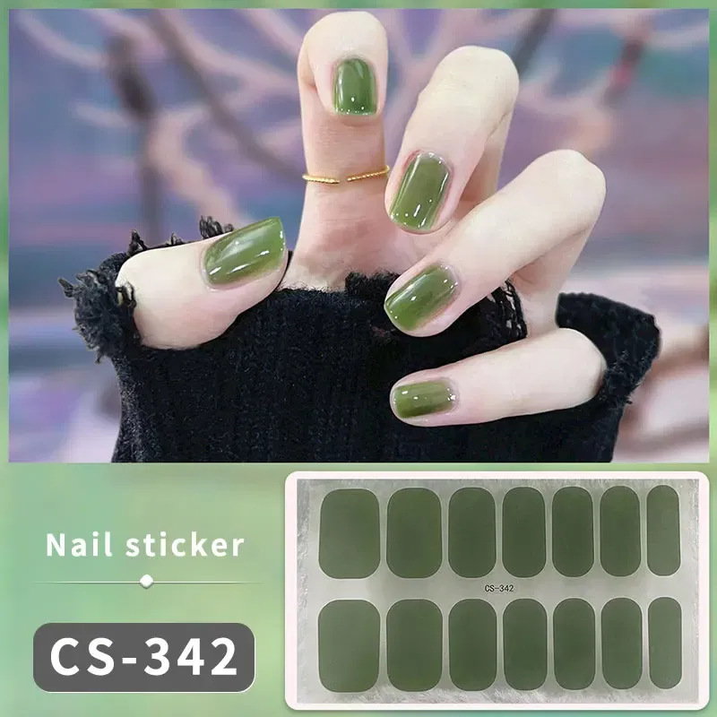 Color: Lavender - DIY Gel Nail Stickers Cured-free Long-Lasting Solid Color Nail Strips Patch Slider Sticker Full Cover Decal Nail Manicure Patch