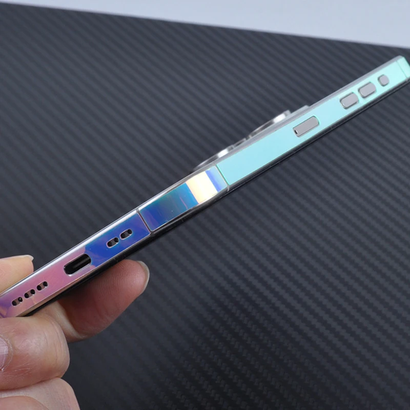 Color: Blue - Luminous Edge Film Phone Frame Protective Sticker For IPhone 15 14 13 12 Pro Max Side Skin Anti-Scratch Border Protector