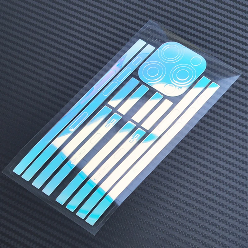 Color: Blue - Luminous Edge Film Phone Frame Protective Sticker For IPhone 15 14 13 12 Pro Max Side Skin Anti-Scratch Border Protector